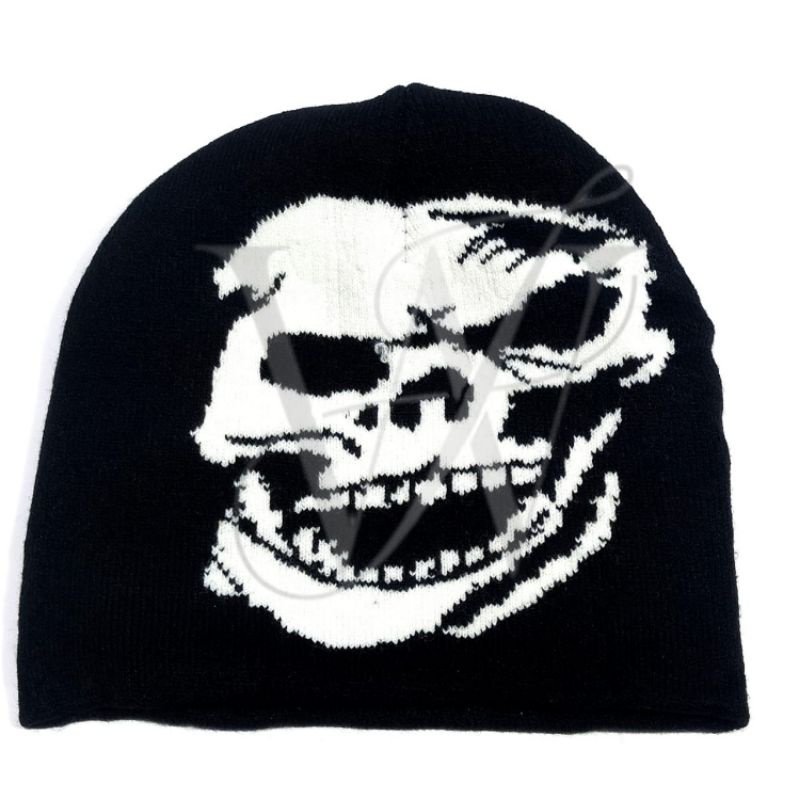 Touca Preta Lisa Caveira Zumbi Estampada Lã Acrílica Antialérgica Rock em Oferta na Shopee