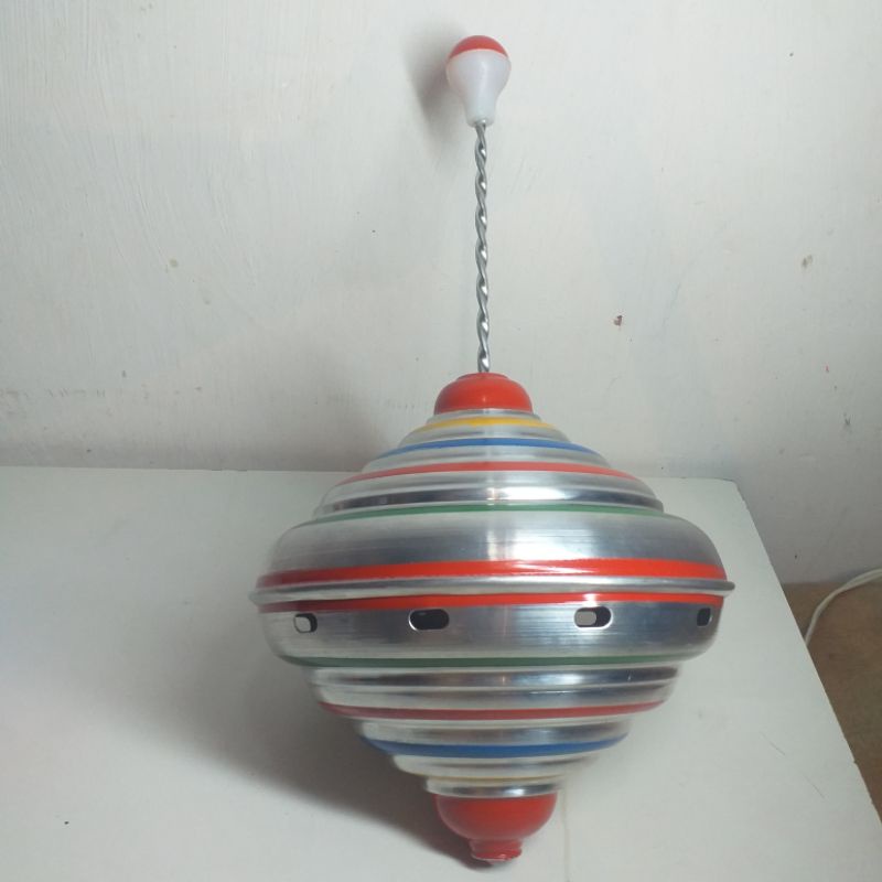 Pião de lata alumínio antigo raríssimo 20cm