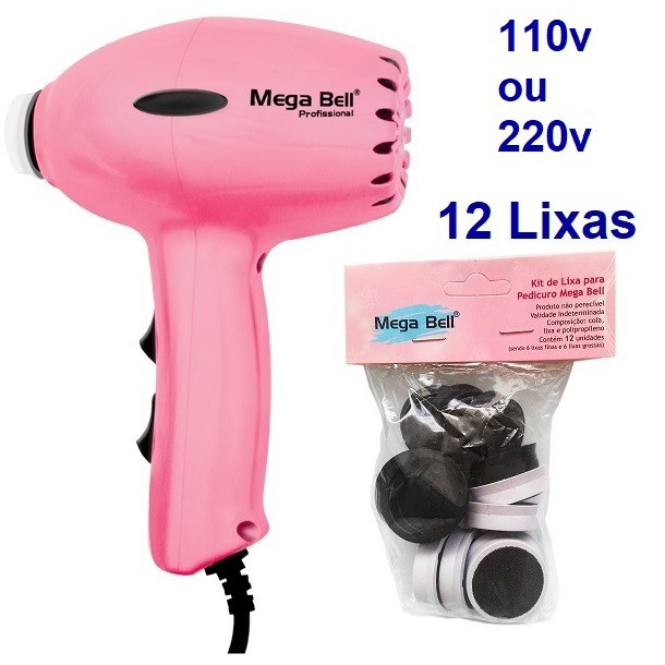 Pedicuro Compact Elétrico Rosa Esfoliador Lixa Elétrica Para os Pés + 12 Lixas Descartáveis