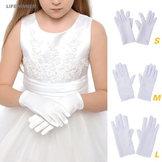 1 Par De Luvas De Cetim Para Meninas Princesa Mágica Do Papai Noel De Inspeção Tática Formal Mittens Brancas