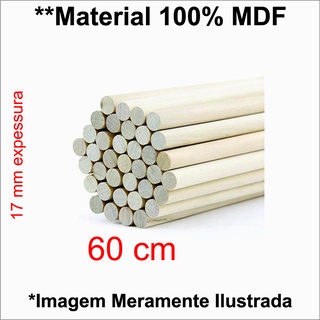 6 Cavilha pinus 60cm 17mm para Macramê Choche