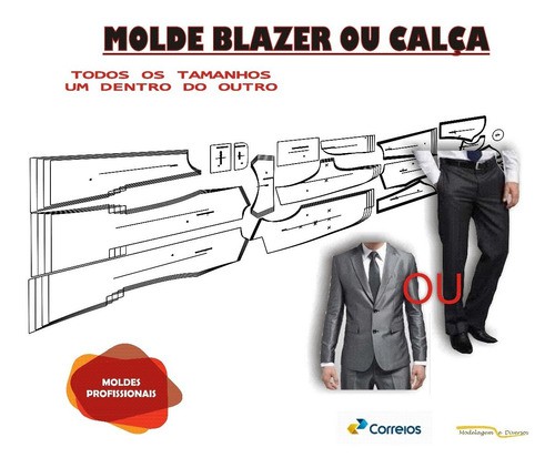 Molde Blazer e Calça Social, Modelagem&Diversos, todos os tamanhos da descrição