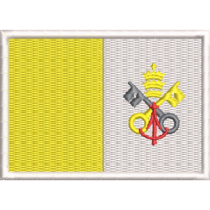 Patch Bordado bandeira Vaticano com carrapicho,  para costurar ou termocolante