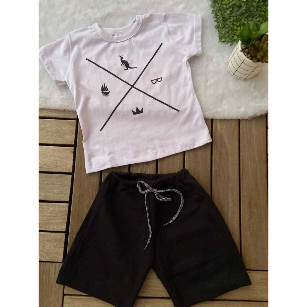 Infantil Conjunto Blusa e Short Menino Criança Masculino Verão Fresquinho Linha Lazer