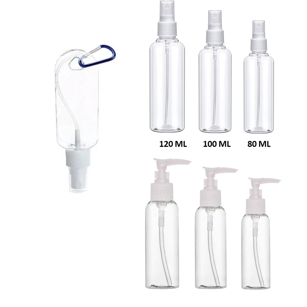 Frasco Dispenser Plástico Frasco Spray Borrifador Porta Álcool Frasco com Chaveiro Mosquetão