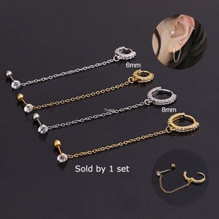 1 Conjunto De Brincos Pendurados Com Borla De Helix / Brinco Dourado / Prateado De 6mm / 8mm em Oferta na Shopee