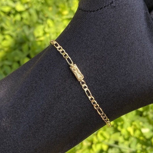 Pulseira Masculina 3 Por 1 3mm Fecho Gaveta Banho Ouro 24k Pulseira