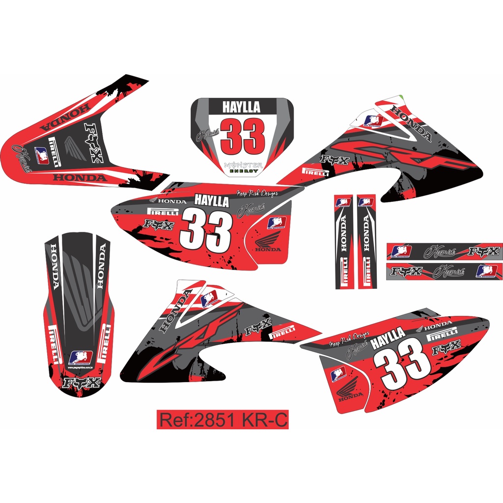 Kit Gráfico Crf 230f 2008 ATE 2014 Ades1vo Fino 0.20 mm Kr-045