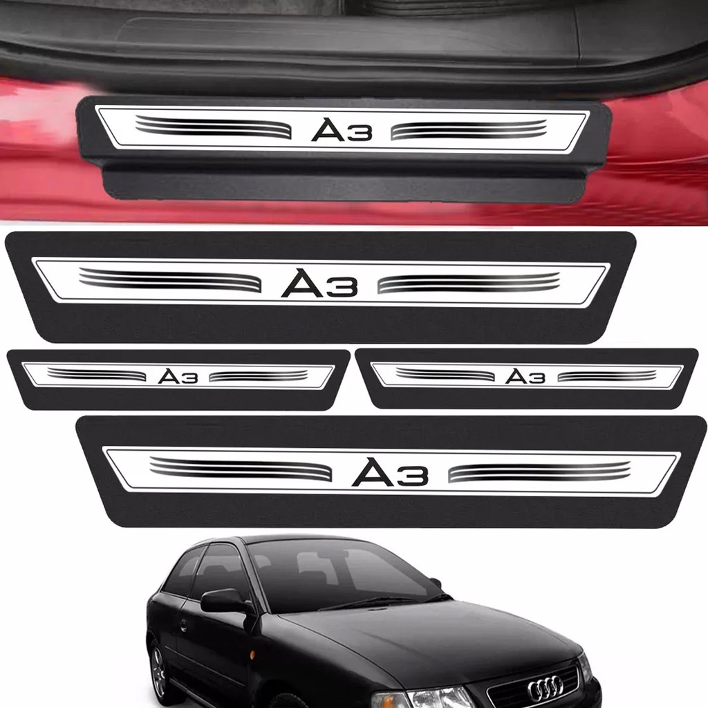 Kit 8 Peças Adesivo Soleira Porta Audi A3 2001 Á 2017- Prata !!!! !!! Aproveite!
