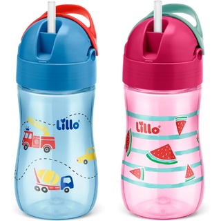 Copo Infantil com Canudo e Alças Antivazamento 300ml Canudo de Silicone Para +12 Meses Evolution - Lillo
