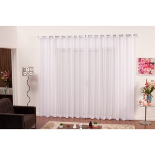 Cortina Delicada Tecido Voil Para Sala Ou Quarto 3,00 X 1,70 - Ilhós Cromado