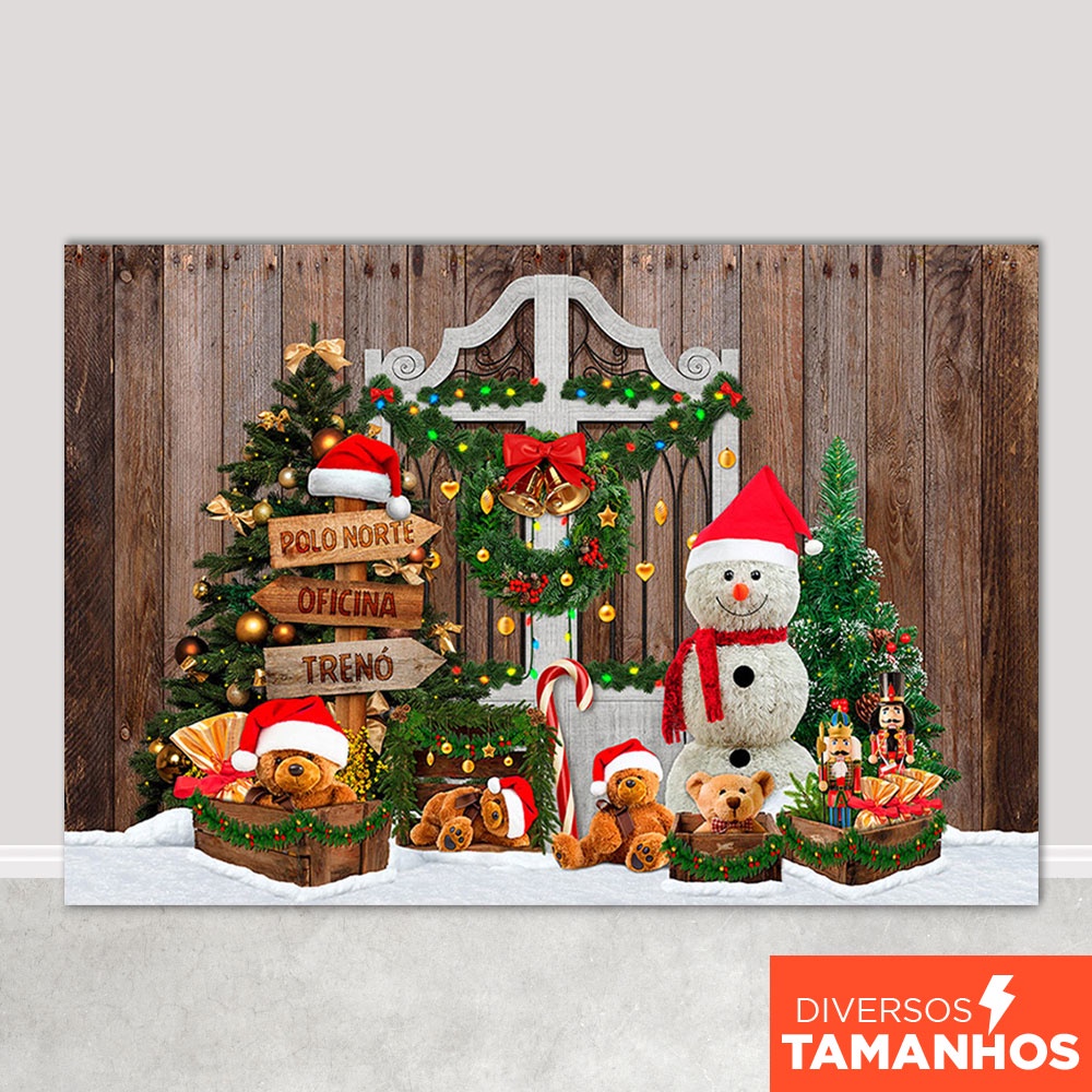 Painel de Natal Decoração Fundo Natalino 3d Cenário Polo Norte Em Tecido Sublimado para Fotos
