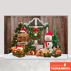 Painel de Natal Decoração Fundo Natalino 3d Cenário Polo Norte Em Tecido Sublimado para Fotos