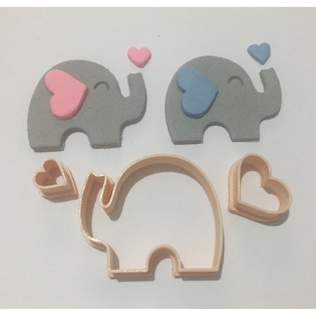 Kit Cortador Elefante coração 5cm.