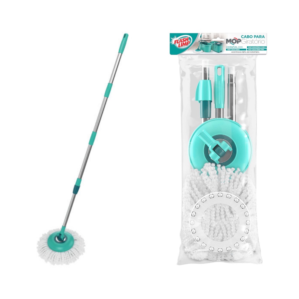 Cabo MOP Giratorio PRO 3 Em 1 Odyssey 360 + Refil Flash Limp