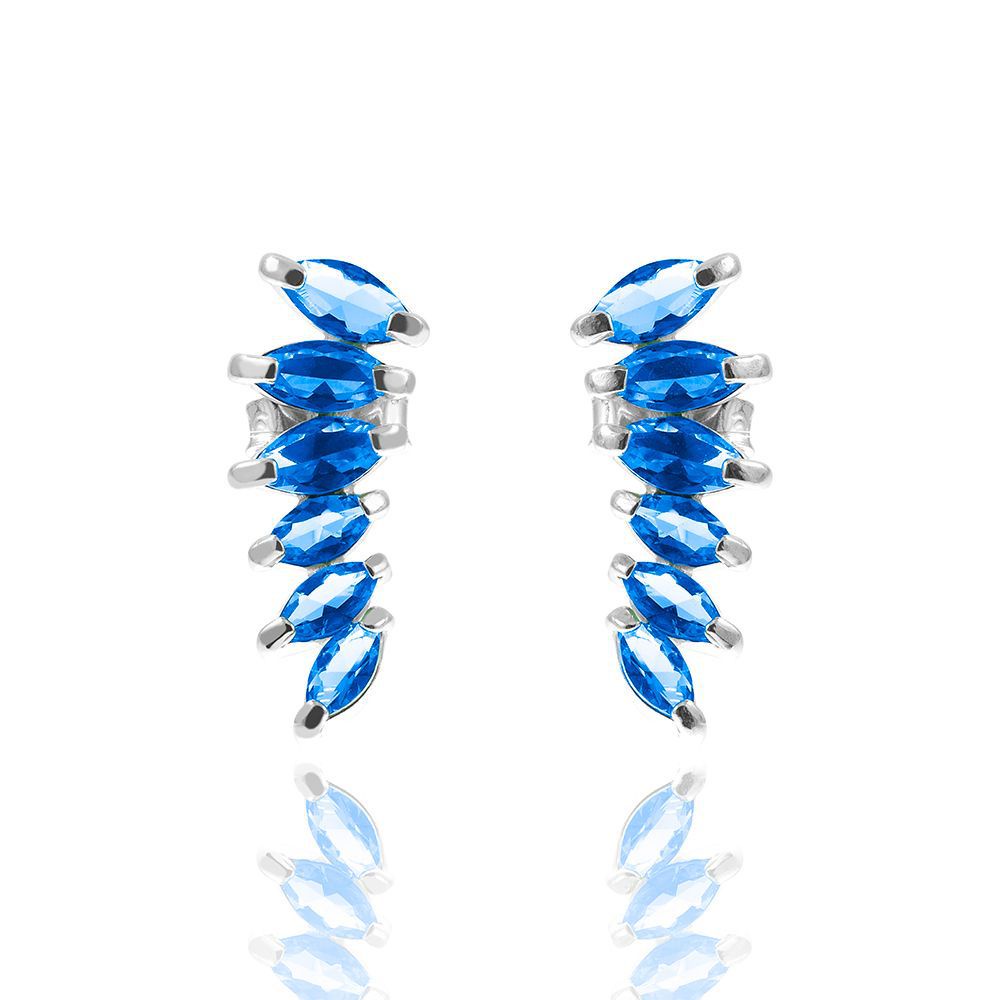 Brinco Ear Cuff Navete com Zircônia Prata 925