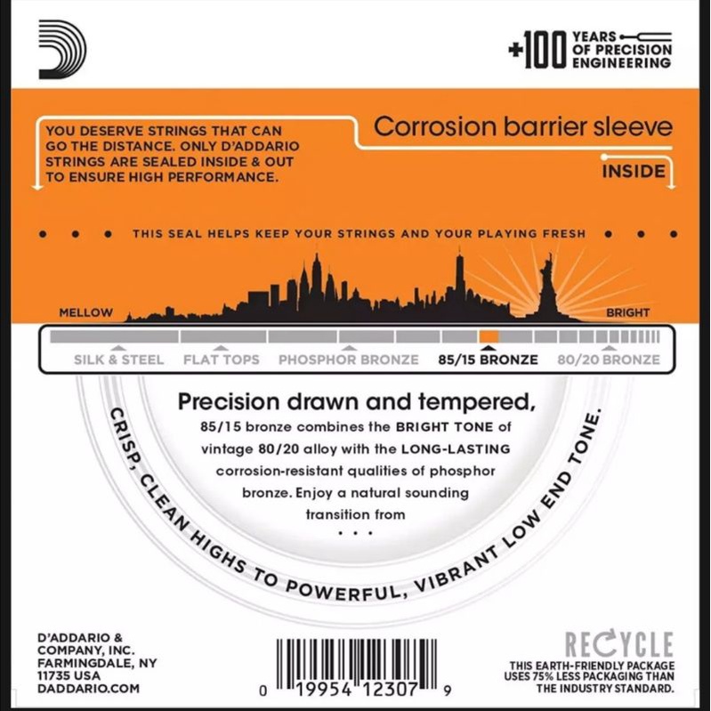 Cordas Para Violão D'Addario 010-050 ez900 Medidor extra Leve 85/15 bronze Totalmente Brilhante