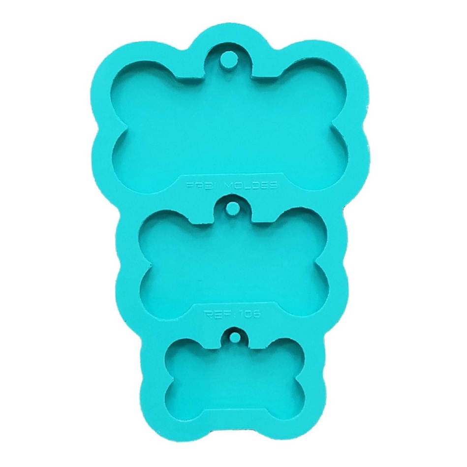 Molde Silicone Tag Trio Osso PMG Chaveiro Eternizar Coleira Resina