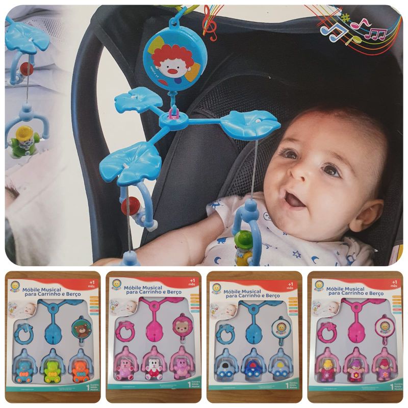 Mobile Giratório Musical Para Berço bebe Menino Menina em Oferta na Shopee