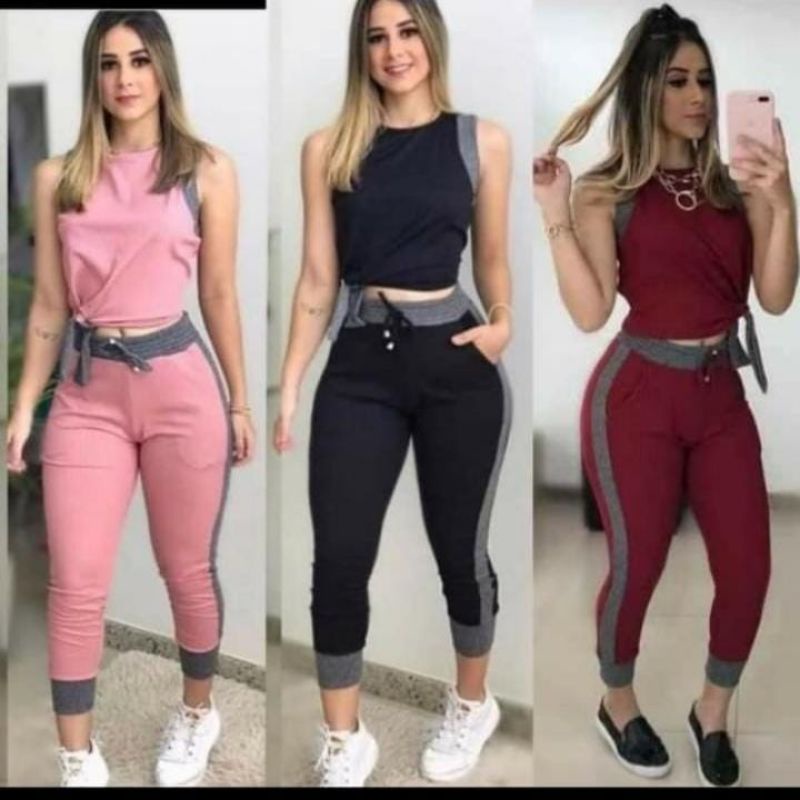 Conjunto Feminino Canelado calça y blusa