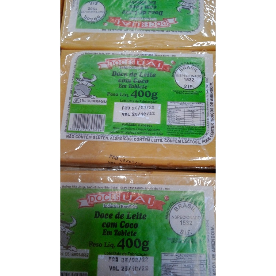 Doce De Leite Tablete Uai 400g