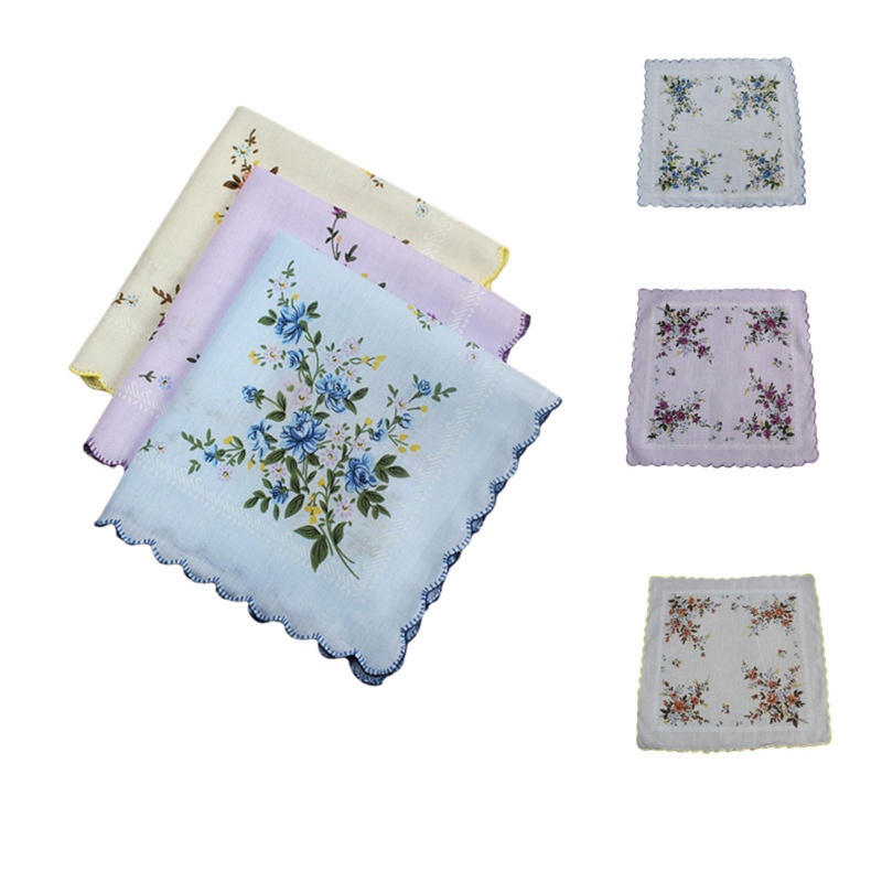 RUN 3 PCS Lenços Femininos Bordados Flores Renda Para Noiva E