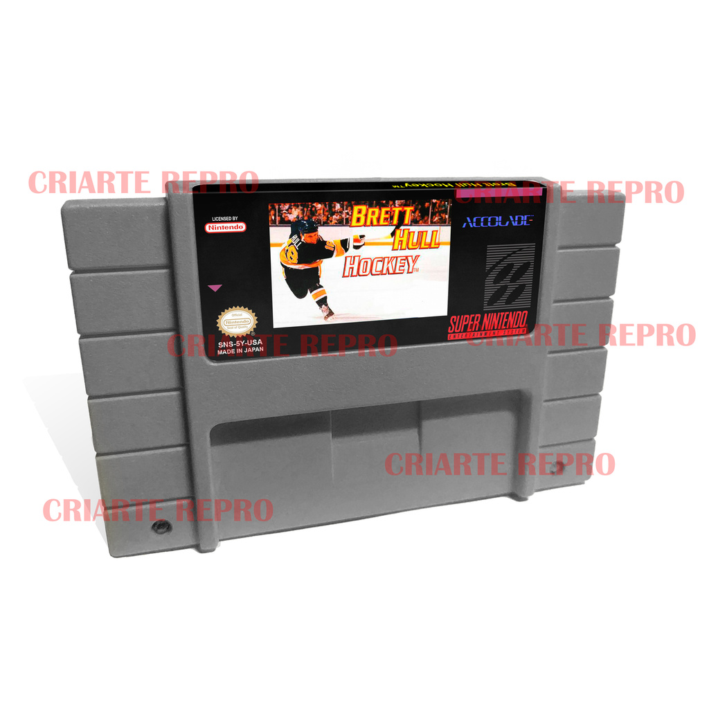 Jogo Placa Nova de SNES Brett Hull Hockey
