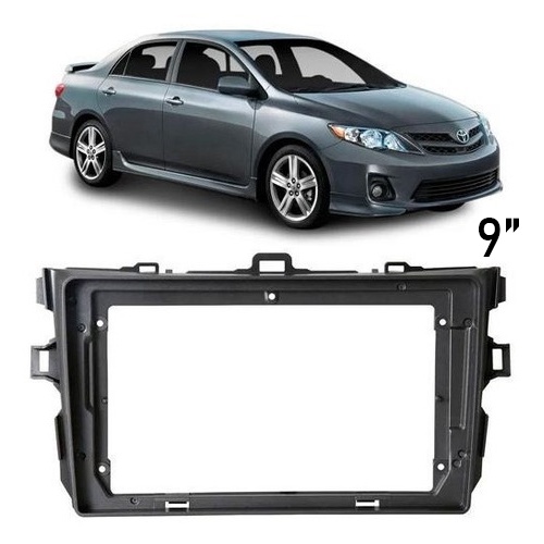 Moldura Painel DVD 2 Din Central Multimidia 9 Polegadas Toyota Corolla 2008 a 2013 Grafite