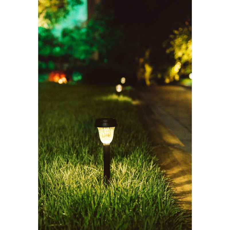 Kit 6 Luminária Espeto Solar Jardim Recarregáv Led Bc Quente