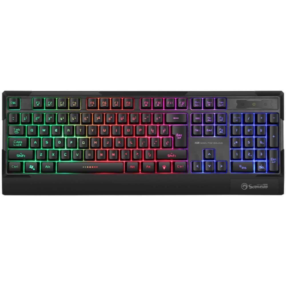 Teclado com Fio USB Gamer Membrana Anti-Ghosting com LED RGB Rainbow - K606 - Marvo