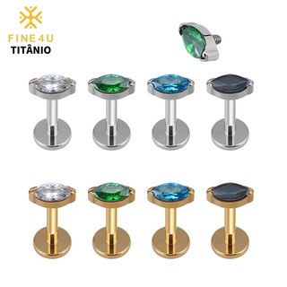 FINE4U Piercing Tragus Ponto de luz Titânio | Helix, Tragus, Conch, Nariz, Boca-Medusa