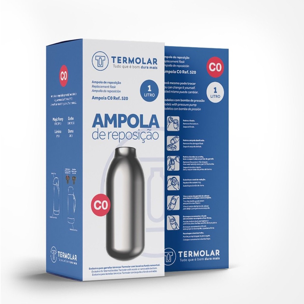 Ampola Térmica De Reposição Termolar 1 Litro para Garrafa Térmica Termolar 1 Litro com Bomba de Pressão