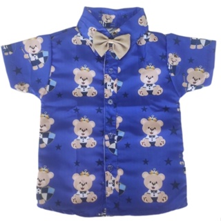 Camisa Temática URSO PRINCIPE infantil social menino com gravata em Oferta na Shopee