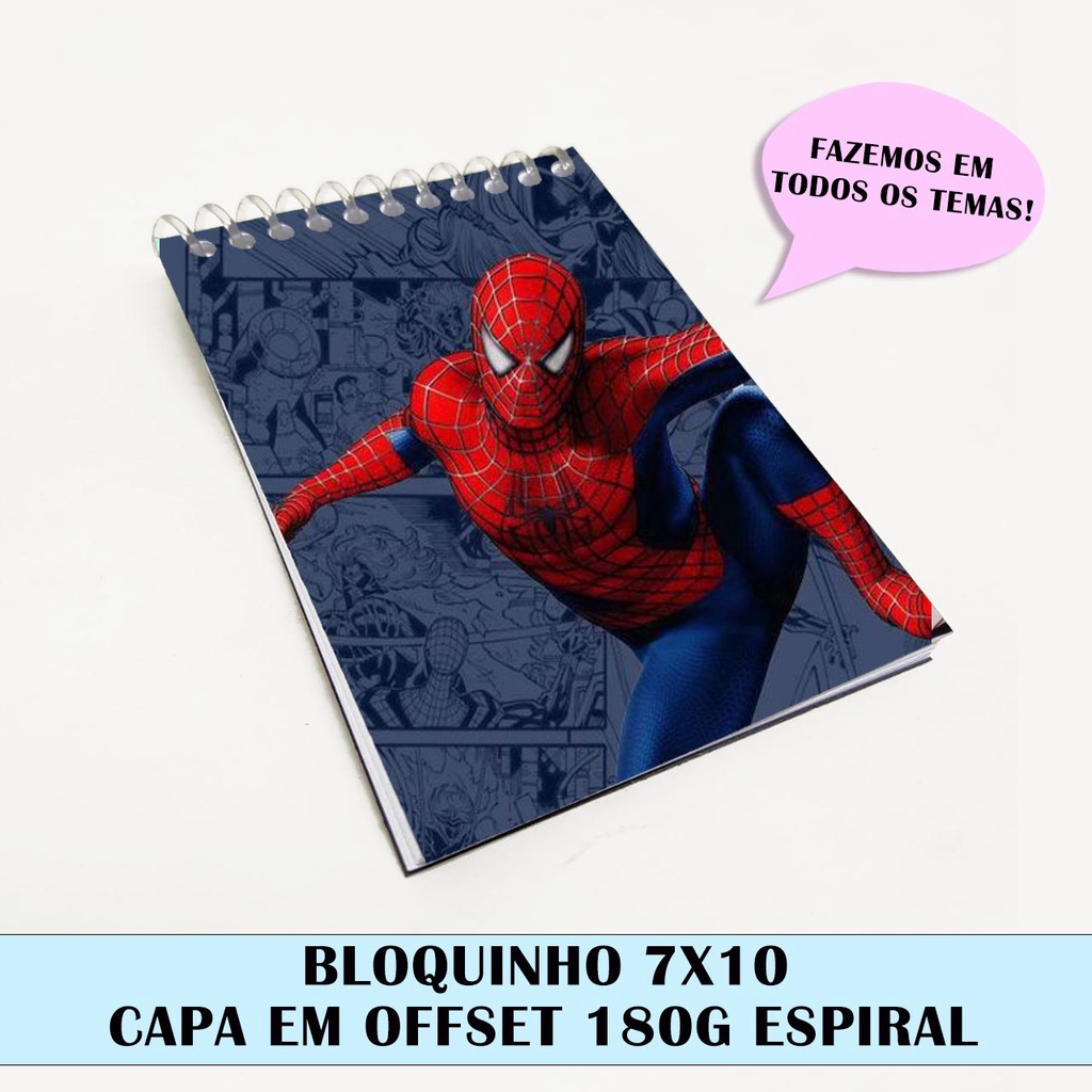 Bloquinho Personalizado homem aranha | Lembrancinha Festa Infantil | Brinde Exclusivo homem aranha