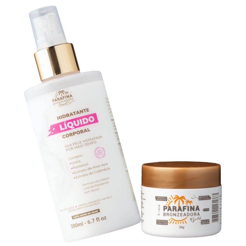 Parafina Bronzeadora 30g Bronzeamento Rápido Hidratante Líquido Relaxante 200ml