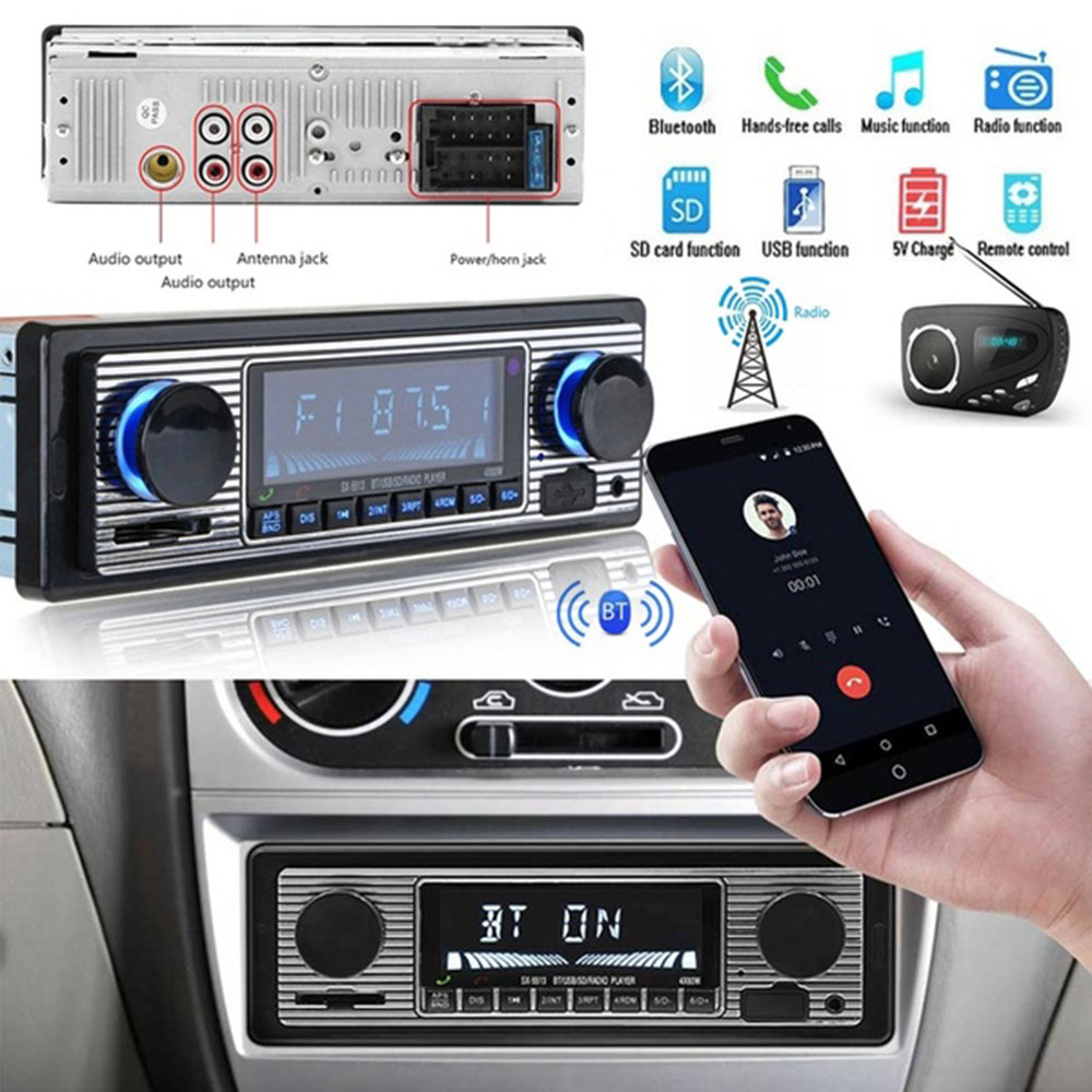 Car Stereo Audio MP3 Player Radio Bluetooth Speaker Card Reader USB/SD/AUX/MMC 