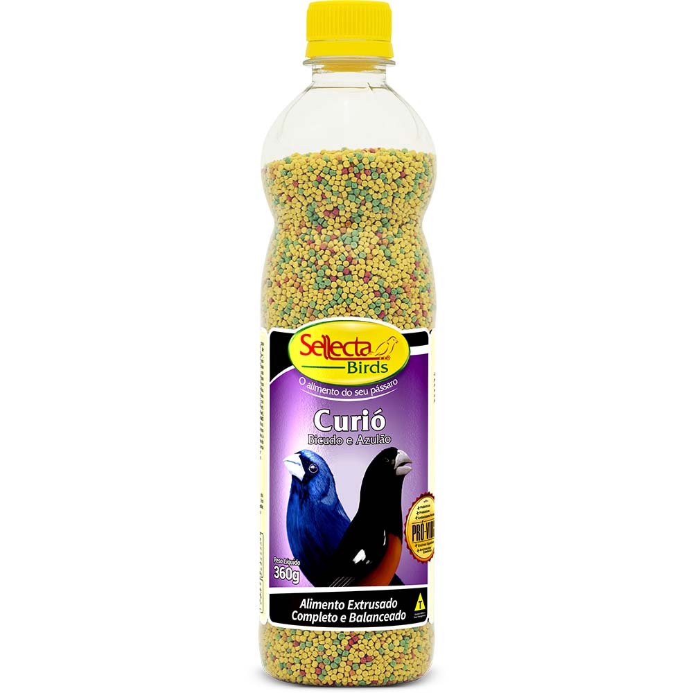 Ração Sellecta Curió Bicudo e Azulão - 360g Alimento Comida Extrusada Bolinha Colorida Manutenção