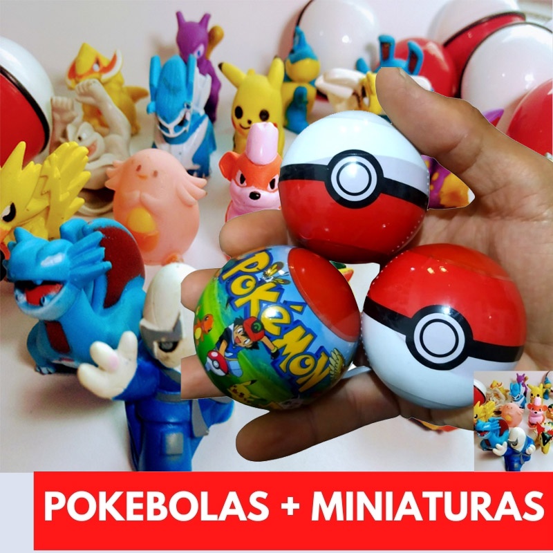 Kit Pokebolas + Pokemons Sortidos Colecionável 5cm Novidade Oferta