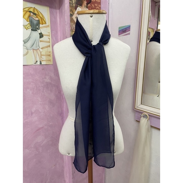 Echarpe Chiffon Azul Marinho - Padrão uniforme /igrejas/empresas/congressos em Oferta na Shopee