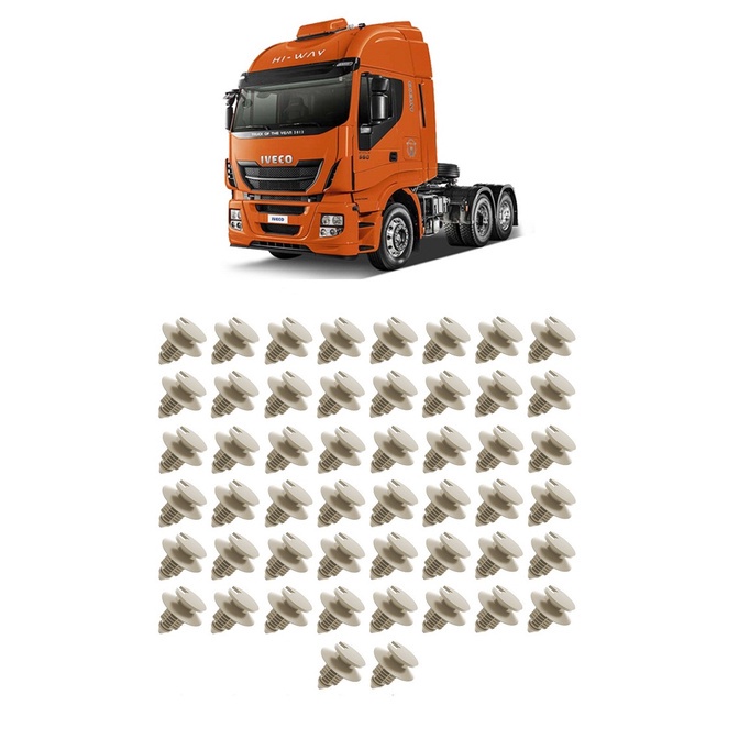Kit 50 Grampo Presilha Fixador Forro de Porta Iveco Stralis 2008 a 2016