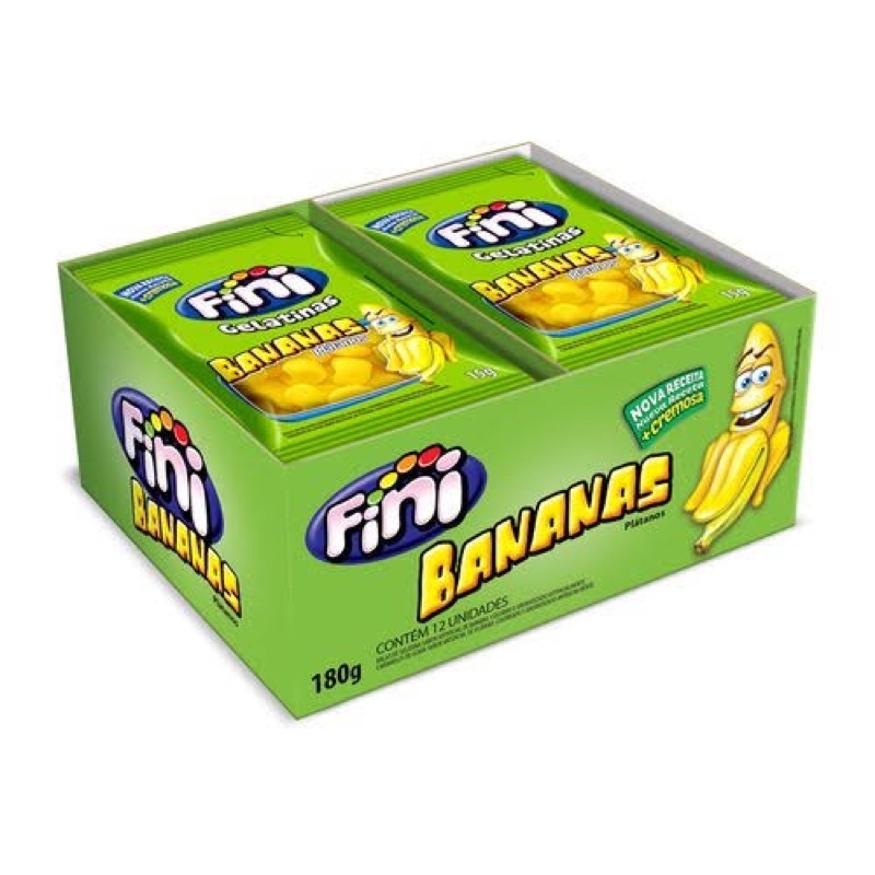 Bala Mini Bananas Com 12 Pacotes de 15g cada - Fini