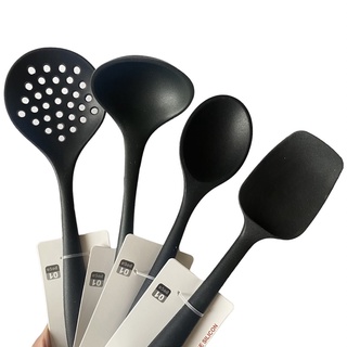 Kit Utensílios de Silicone Cozinha Conjunto Colher Concha Espátula 4 Peças