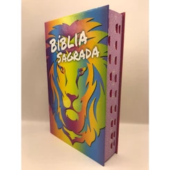 Bíblia Sagrada Tamanho Grande Capa Dura Com Harpa Palavras de Jesus em Vermelho Leão Cores