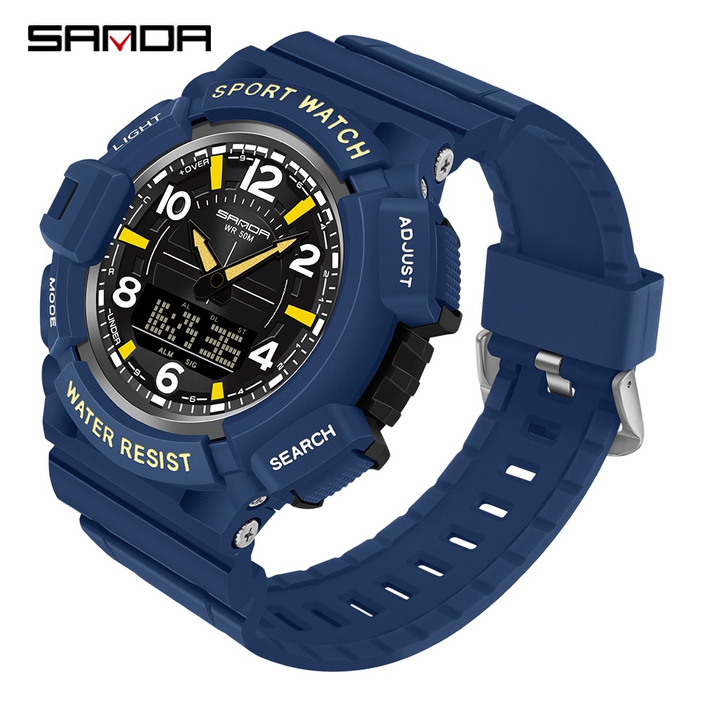 Sanda Relógio De Pulso De Quartzo Multifuncional Com Display Duplo À Prova D'água Calendário/Alarme 3101-13 - Watches