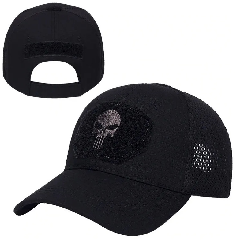 Boné Tático Camuflado Esporte Preto Justiceiro Chapé Masculino