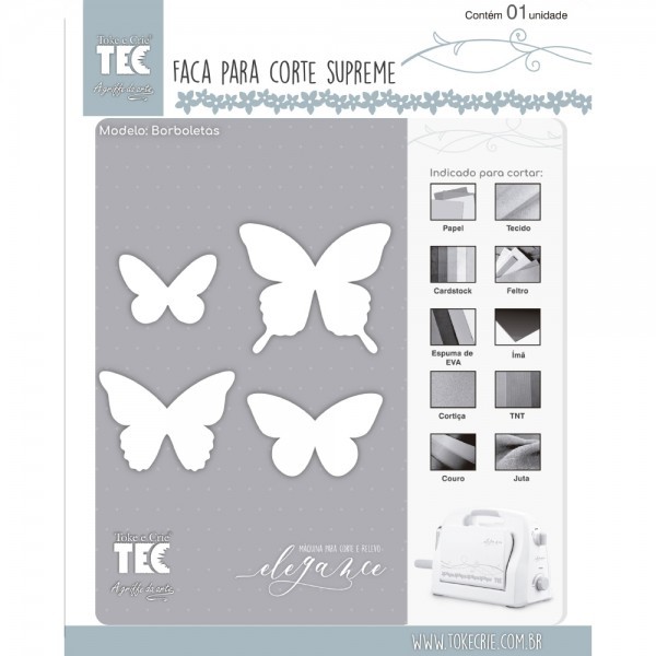 Facas De Corte e Relevo Emboss Supreme Scrapbook E Patchwork - Borboletas