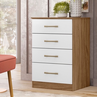 Cômoda 4 Gavetas MS913 Naturale Branco Brilho Moval em Oferta na Shopee