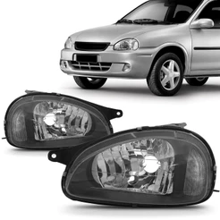 Farol Corsa 01 02 03 04 05 2006 2007 2008 2009 2010 Carcaça Moldura Preta Foco Simples