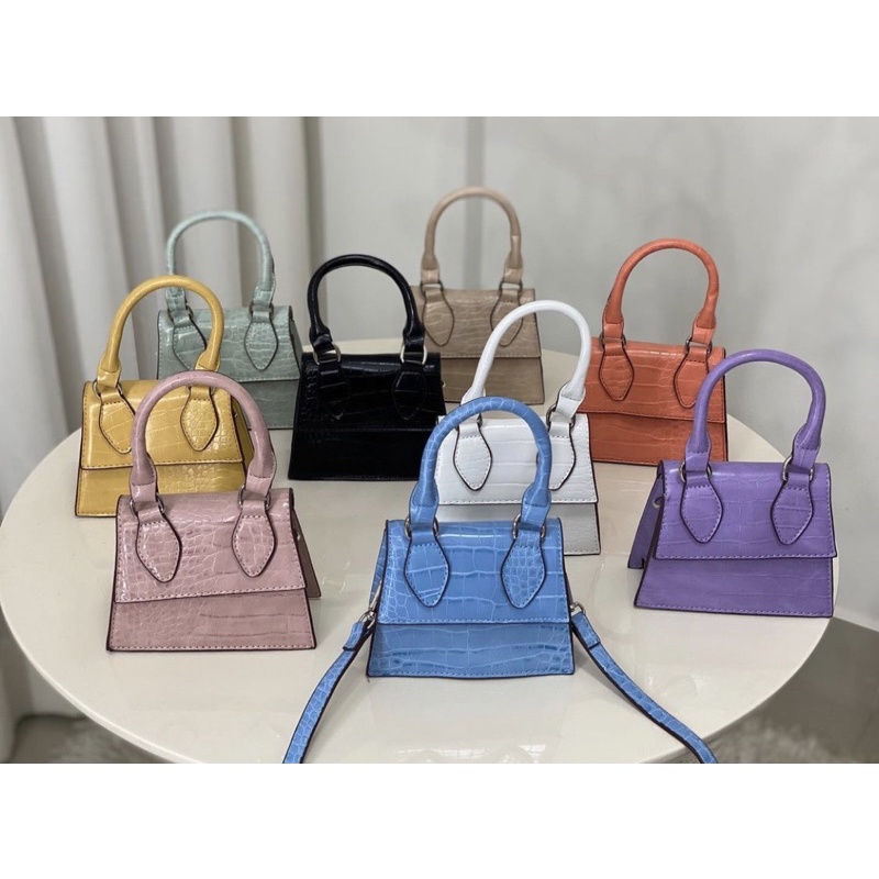 Bolsa Mini bag inspiração jacquemus estampa croco importada tendência verão 2022