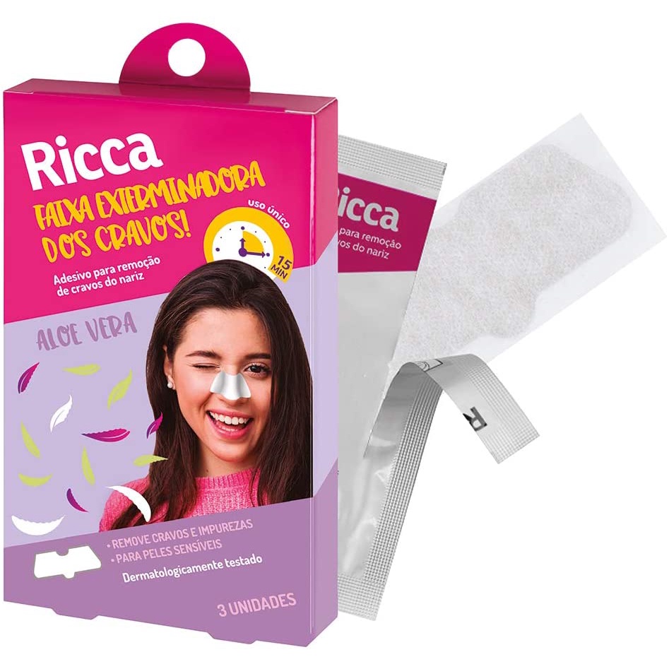 Fita adesiva Ricca para remoção de cravos do nariz 3717 em Oferta na Shopee